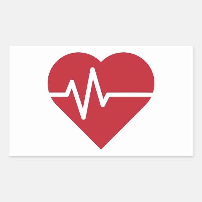 Sticker Rectangulaire Les battements du coeur rouge (Devant)