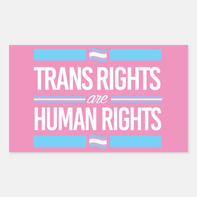 Sticker Rectangulaire Les droits trans sont des droits humains (Devant)