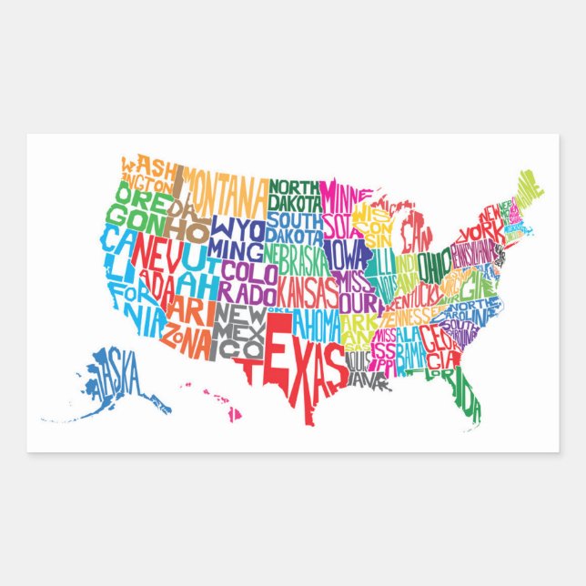 Sticker Rectangulaire Les États-Unis dans les noms (Devant)