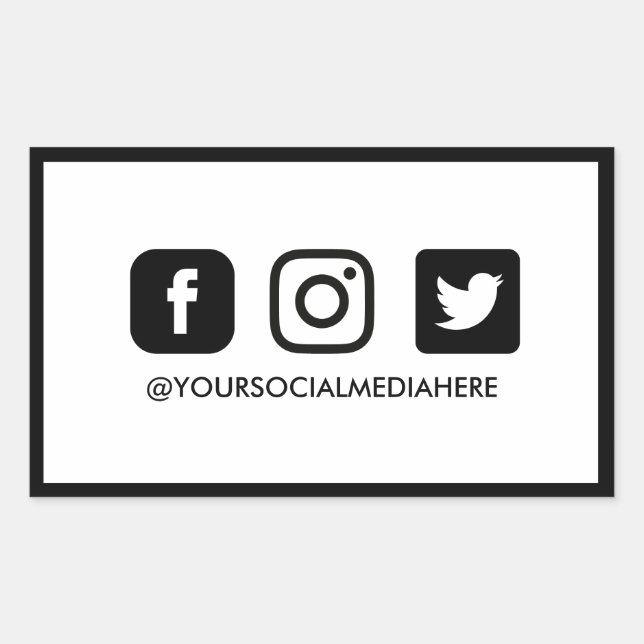 Sticker Rectangulaire Les médias sociaux en mode noir et blanc (Devant)