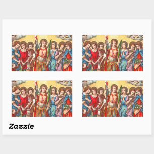 Sticker Rectangulaire Les Sept Archanges (CP 001; Chromolithographe)