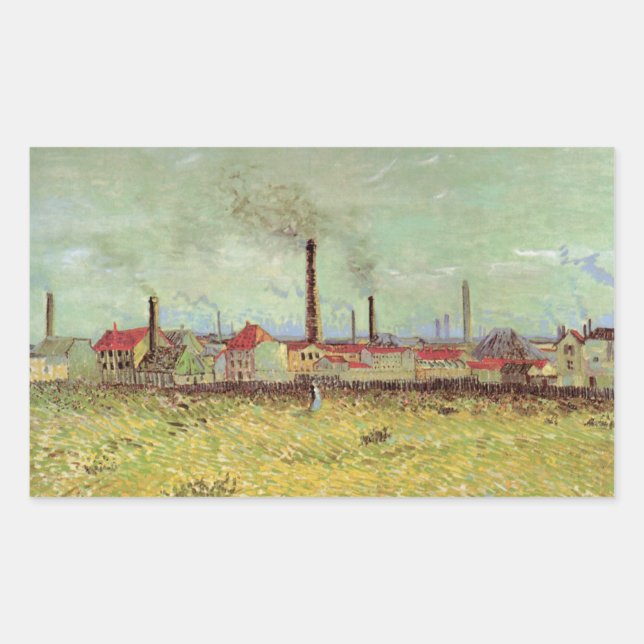 Sticker Rectangulaire Les usines à Asnieres par Vincent van Gogh (Devant)