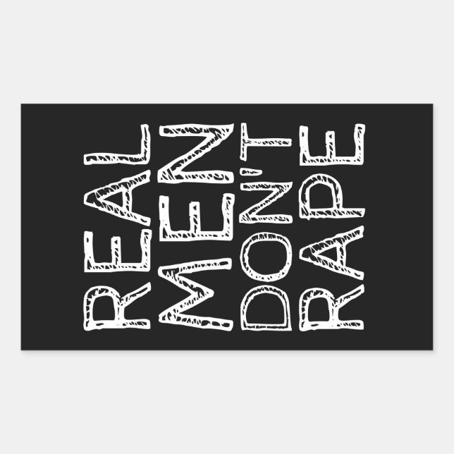 STICKER RECTANGULAIRE LES VRAIS HOMMES NE VIOLENT PAS (Devant)