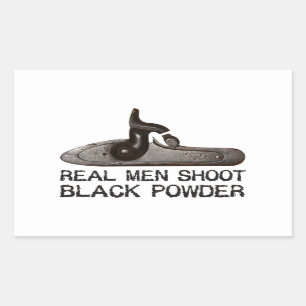 Sticker Rectangulaire Les vrais hommes tirent la poudre noire, fusil de