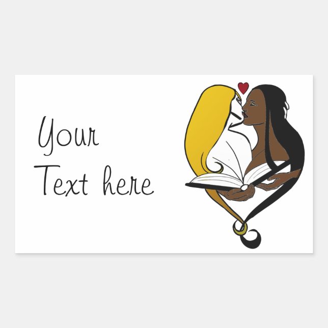 Sticker Rectangulaire Lesbian Romance Votre Texte Ici (Devant)