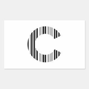 Sticker Rectangulaire LETTRE C CODE BARRE Premier Motif de code barre in