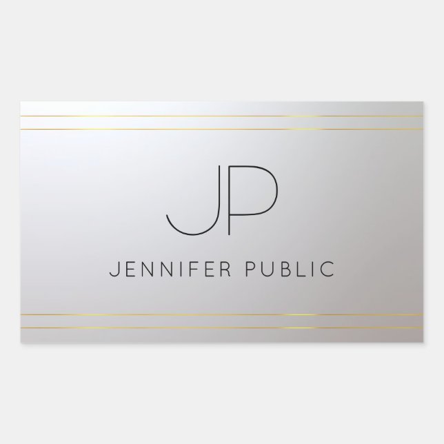 Sticker Rectangulaire LETTRE INITIALE Modèle D'ARGENT D'OR (Devant)