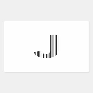 Sticker Rectangulaire LETTRE J CODE BARRE Premier Motif de code barre in