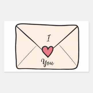 Sticker Rectangulaire Lettre Je T'Aime
