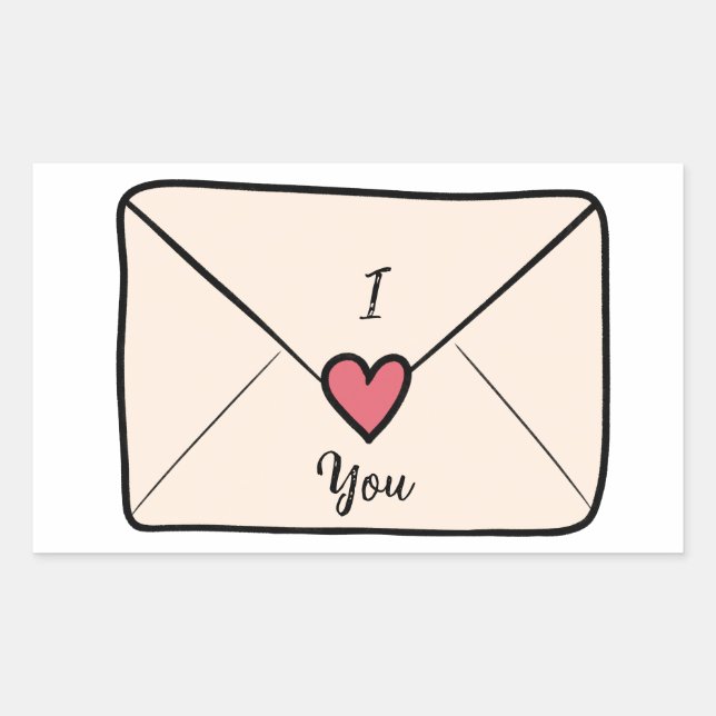 Sticker Rectangulaire Lettre Je T'Aime (Devant)