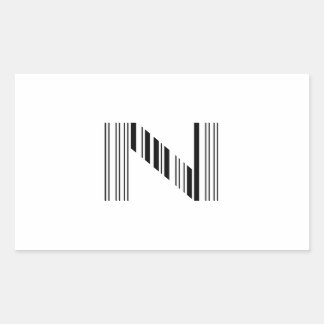 Sticker Rectangulaire LETTRE N CODE BARRE Premier Motif de code barre in