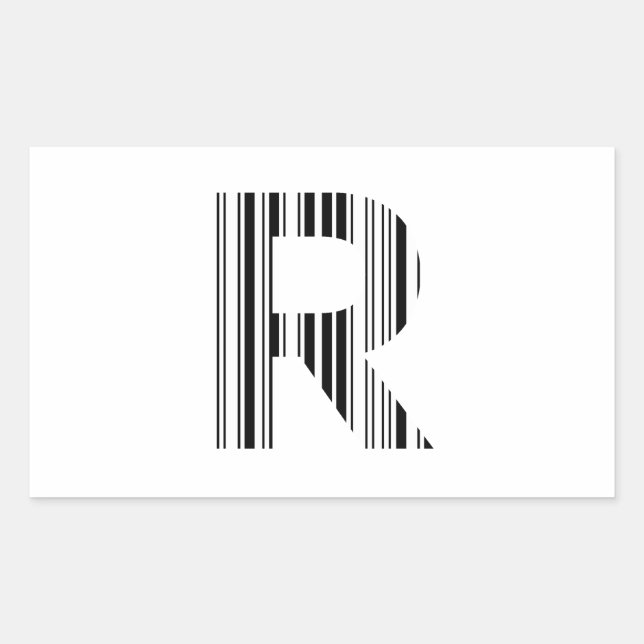 Sticker Rectangulaire LETTRE R CODE BARRE Premier Motif de code à barres (Devant)