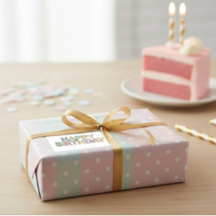 Sticker Rectangulaire Lettres en feutre pastel Joyeux Anniversaire