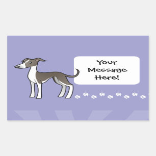 Sticker Rectangulaire Lévrier de bande dessinée/whippet/lévrier italien