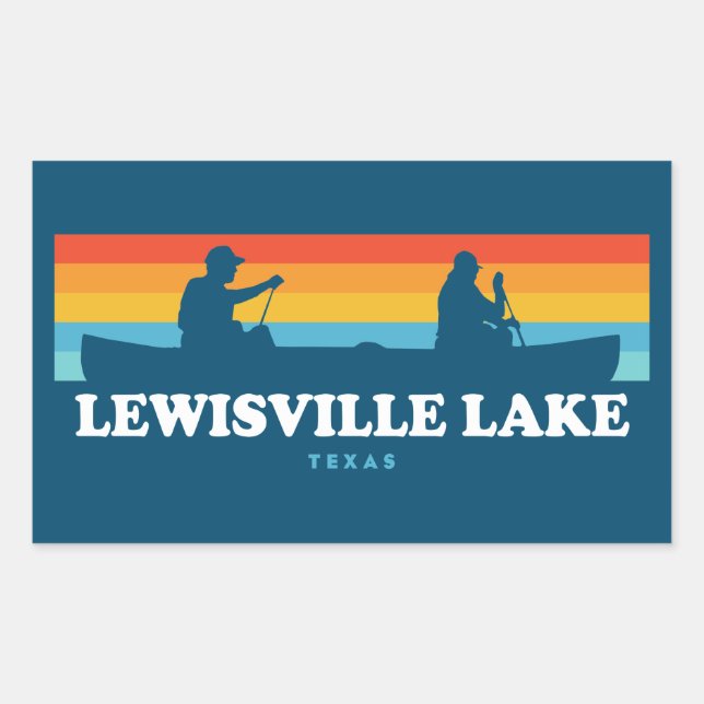 Sticker Rectangulaire Lewisville Lake Texas Canoe (Devant)