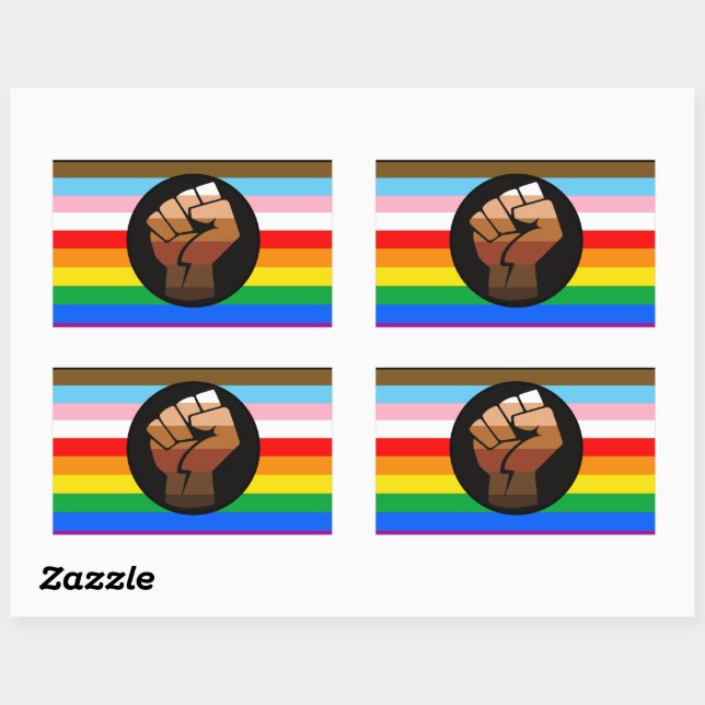 Sticker Rectangulaire LGBTQ+ Progrès PDC Pride Indicateur (Feuille)