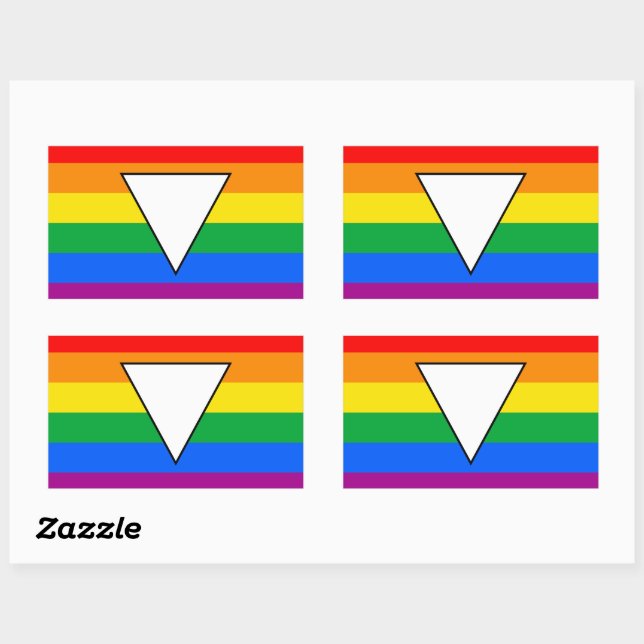 Sticker Rectangulaire LGBTQ+ Triangle et Rainbow Pride (Feuille)