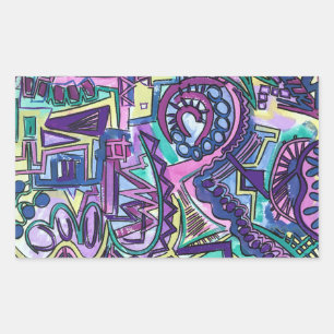 Sticker Rectangulaire Libre Arbitre - Art Abstrait Peint à la Main