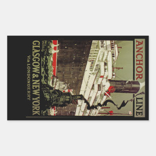 Sticker Rectangulaire Ligne Ancre ~ Glasgow-New York