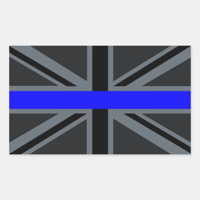Sticker Rectangulaire Ligne Bleue Mince Design Union Jack (Devant)