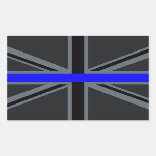 Sticker Rectangulaire Ligne Bleue Mince Design Union Jack