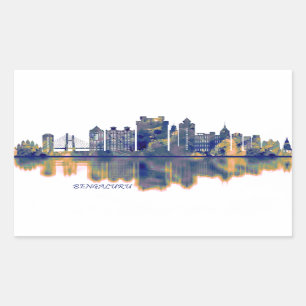 Sticker Rectangulaire Ligne Skyline Bengaluru