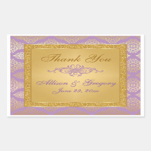 Sticker Rectangulaire Lilac, FAUX Parties scintillant, Damask Candy Buff
