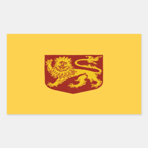 Sticker Rectangulaire Lion d'or sur l'héraldique du Bouclier rouge