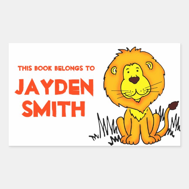 Sticker Rectangulaire Lion plaque d'immatriculation orange blanc id étiq (Devant)