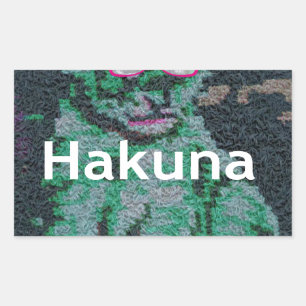 Sticker Rectangulaire Lion vert avec lunettes roses "Hakuna Matata" Art