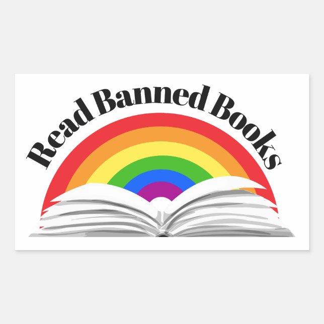 Sticker Rectangulaire Lire les livres interdits Arc-en-ciel (Devant)