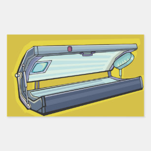 Sticker Rectangulaire Lit de bronzage Spa Rétro