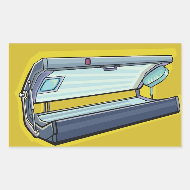 Sticker Rectangulaire Lit de bronzage Spa Rétro (Devant)