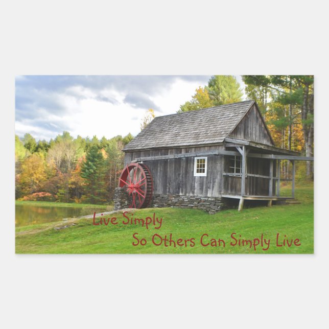 Sticker Rectangulaire Live Simply Old Mill (Devant)