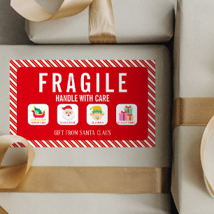 Sticker Rectangulaire Livraison de cadeaux fragiles par le Père Noël à N