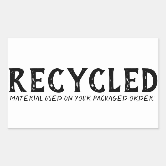 Sticker Rectangulaire Livraison des matières Recyclées utilisées (Devant)