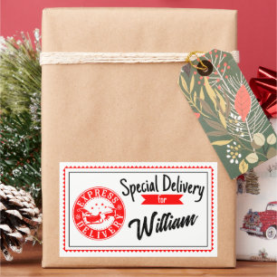 Sticker Rectangulaire Livraison spéciale du père Noël Cadeau de Noël