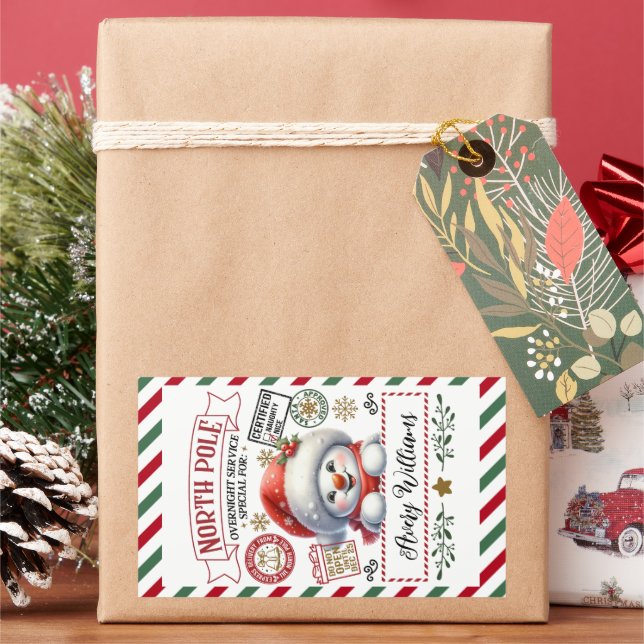 Sticker Rectangulaire Livraison spéciale Noël Snowman de Sant (vacances)
