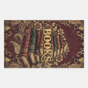 Sticker Rectangulaire Livres Amoureux des Livres Écrivains Lecteurs Bibl