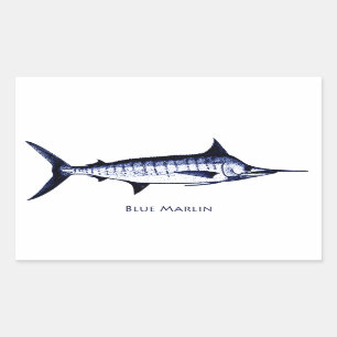 Sticker Rectangulaire Logo de Marlin bleu