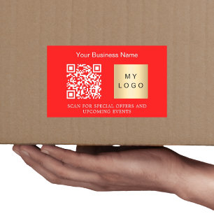 Sticker Rectangulaire logo de nom d'entreprise code qr rouge vif