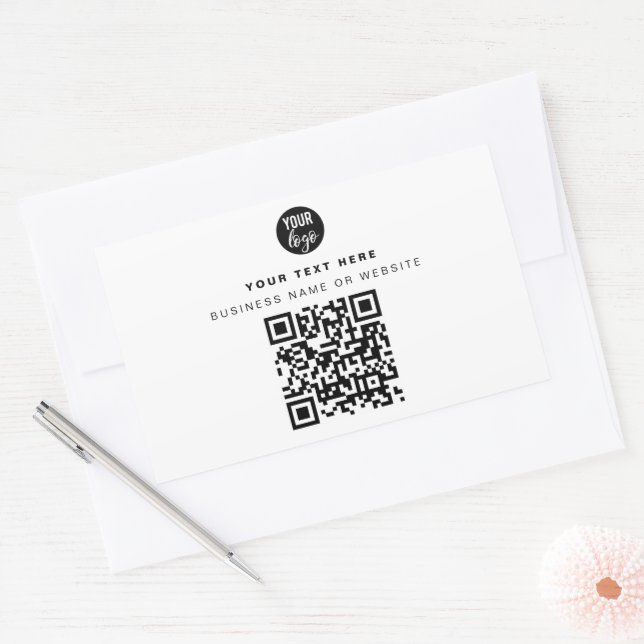 Sticker Rectangulaire Logo d'entreprise QR Code Moderne Minimaliste Blan (Enveloppe)