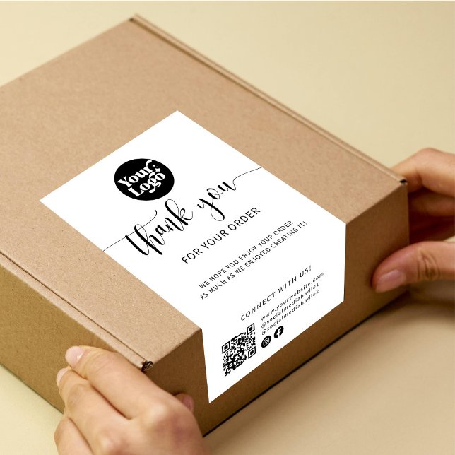 Sticker Rectangulaire Logo d'expédition QR Code Package boîte blanche Ét (Créateur téléchargé)