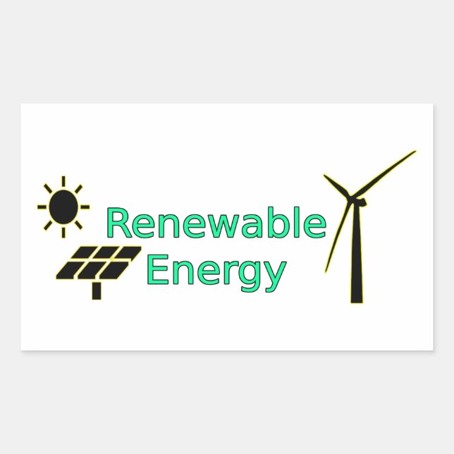 Sticker Rectangulaire Logo Énergie renouvelable Panneaux solaires Turbin (Devant)