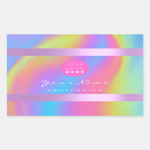 Sticker Rectangulaire Logo Eyelash maquillage ongles cheveux Holographe 