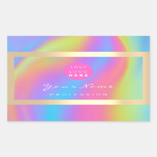 Sticker Rectangulaire Logo Eyelash maquillage ongles cheveux Holographe 
