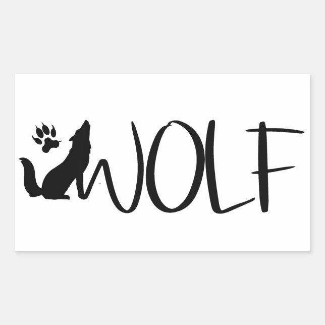 Sticker Rectangulaire Logo graphique Wolf Text (Devant)
