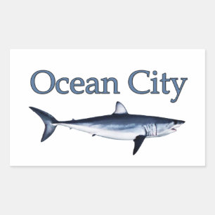 Sticker Rectangulaire Logo Ocean City Maryland (requin mako)