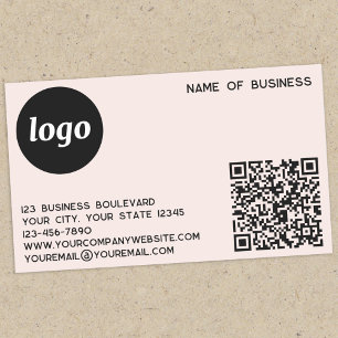 Sticker Rectangulaire Logo simple et code QR rose pâle