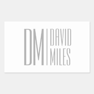 Sticker Rectangulaire Logo Stylish Minimal & Modern Grey Initiales & Nom